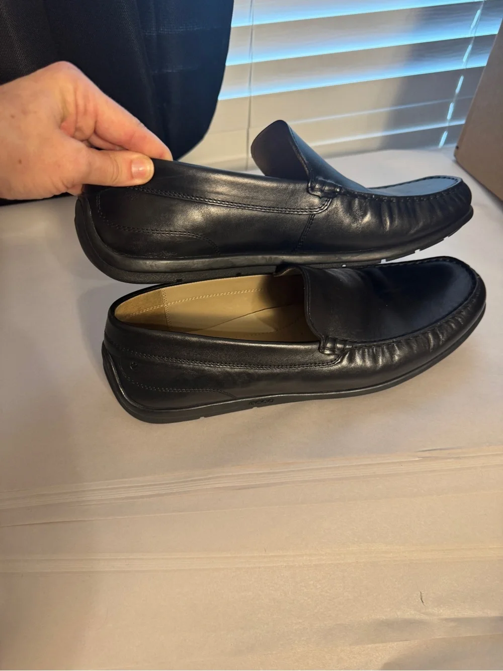 Ecco Black Slip-On Leather Moccasin Loafers